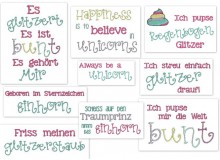 Stickserie - Glitzerpupser Sprüche Set